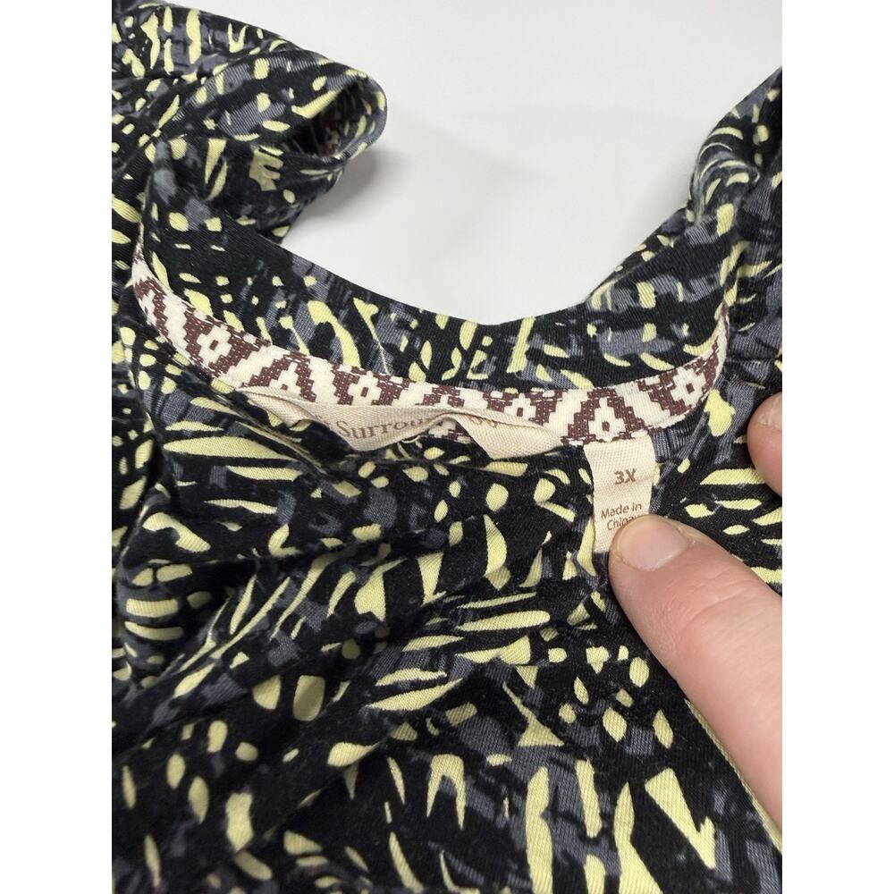 Soft Surroundings 3xl Tunic Green Yellow Black Comfy Stretchy Short Sleeve - Picture 4 of 6